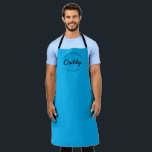 Cyan blue Custom Name Year Master Baker Daddy Apron<br><div class="desc">Lots of talent coming out of that kitchen. Encourage Master Baker Daddy to keep those sweet treats coming with this personalised, modern and unique apron. Customise the words and established year as you need. This dad apron is cyan blue with black type. Stylish typography style treatment. Makes for a great...</div>