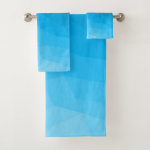 Cyan blue gradient geometric mesh bright pattern bath towel set