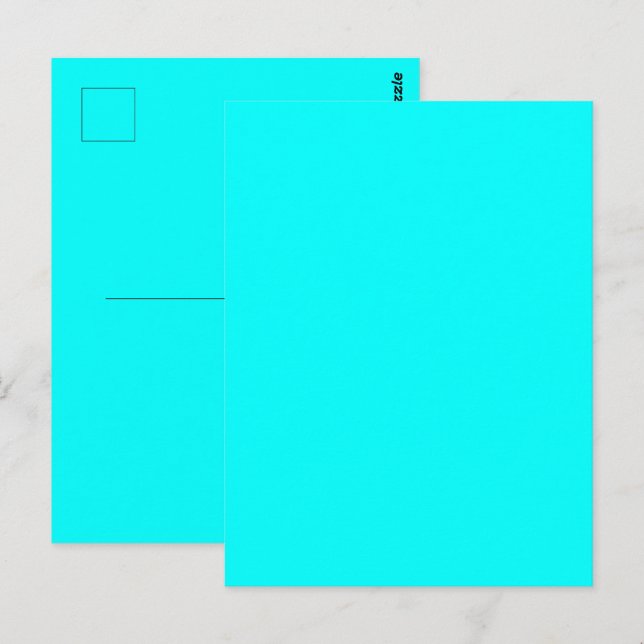 Cyan Blue Green Turquoise Solid Colour Postcard (Front/Back)