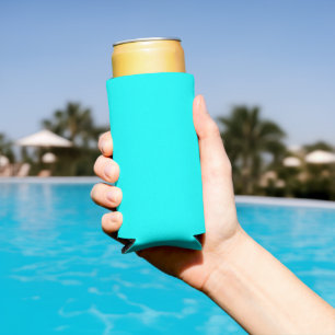 Cyan Blue Green Turquoise Solid Colour Seltzer Can Cooler