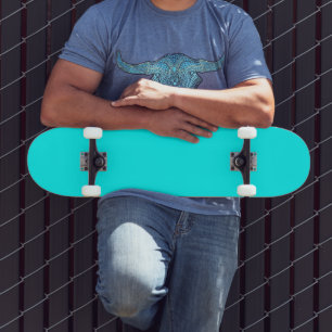 Cyan Blue Green Turquoise Solid Colour Skateboard