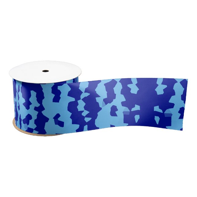 Cyan Blue Irregular Abstract Design  Satin Ribbon (Spool)