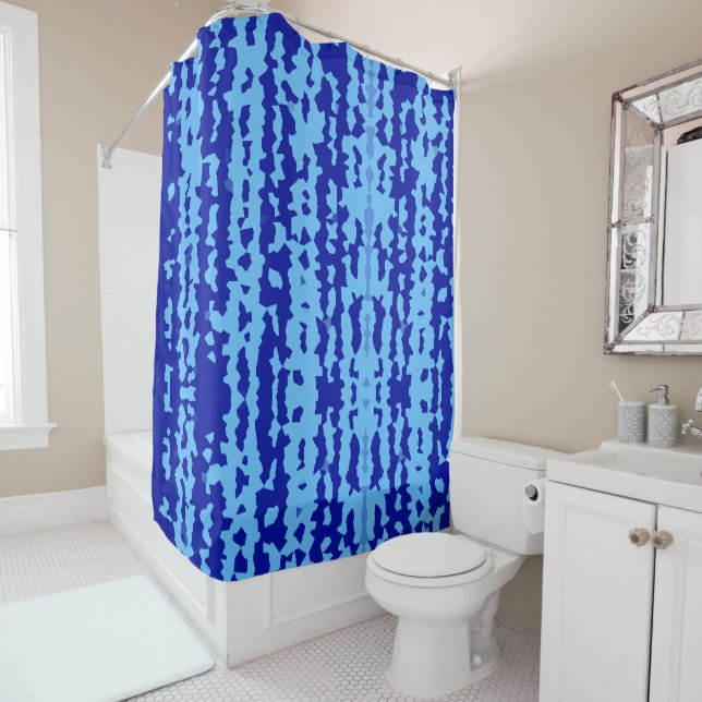 Cyan Blue Irregular Abstract Design  Shower Curtain (In Situ)