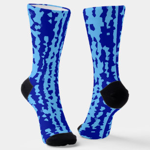 Cyan Blue Irregular Abstract Design Socks