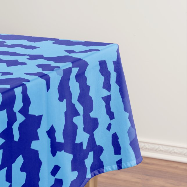 Cyan Blue Irregular Abstract Design  Tablecloth (In Situ)
