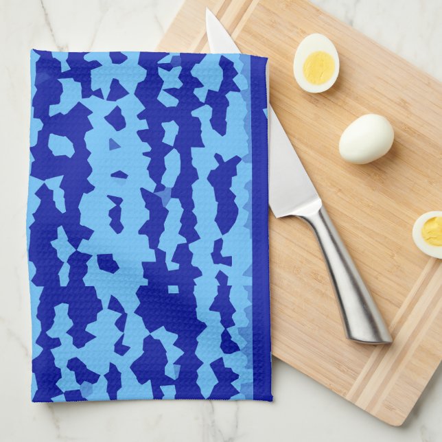 Cyan Blue Irregular Abstract Design  Tea Towel (Quarter Fold)