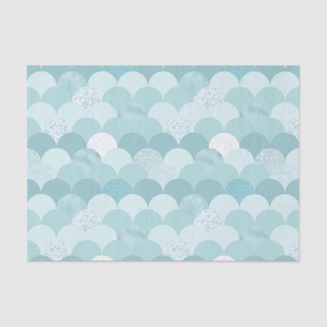 Cyan blue mermaid scales tissue paper (Front)
