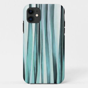 Cyan Blue Ocean Stripey Lines Pattern iPhone 11 Case