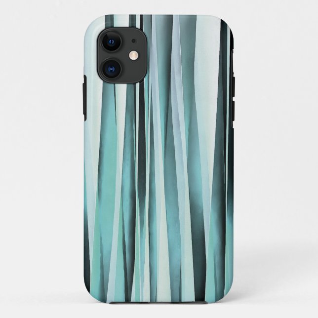 Cyan Blue Ocean Stripey Lines Pattern Case-Mate iPhone Case (Back)
