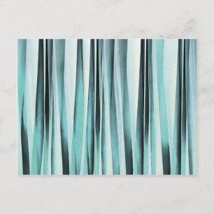 Cyan Blue Ocean Stripey Lines Pattern Postcard