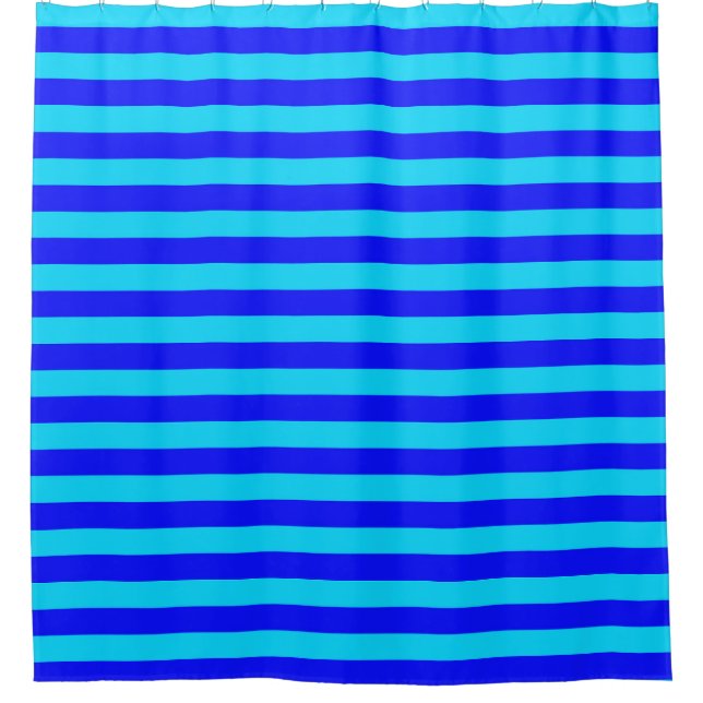 Cyan Blue Stripes Design  Shower Curtain (Front)