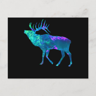 Cyan Blue Violet teal Elk Buck for Hunting gifts Postcard
