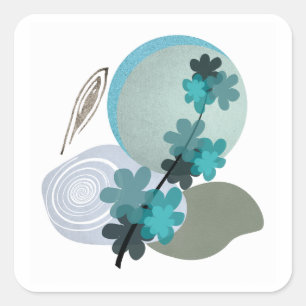 Cyan Boho Square Sticker