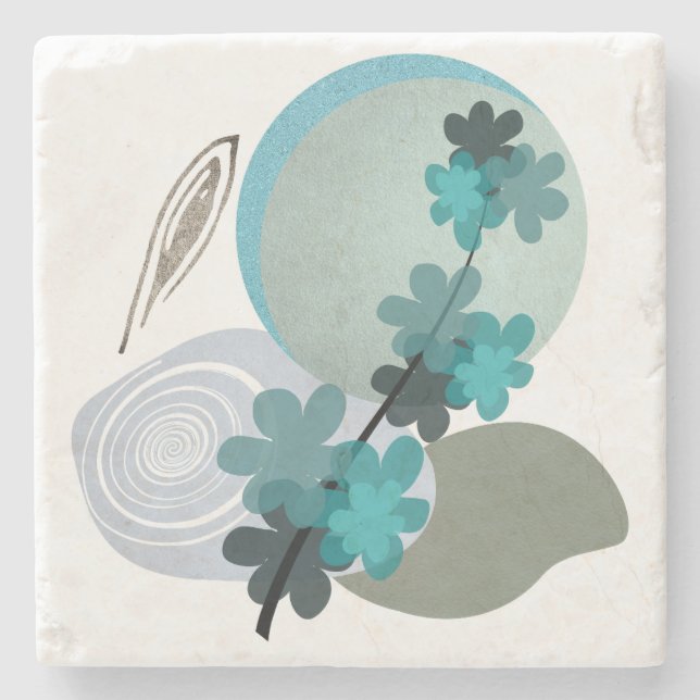Cyan Boho Stone Coaster (Front)