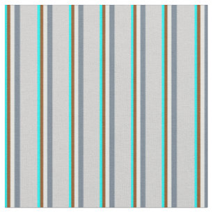 Cyan, Brown, Mint Cream, Slate Grey & Light Grey Fabric
