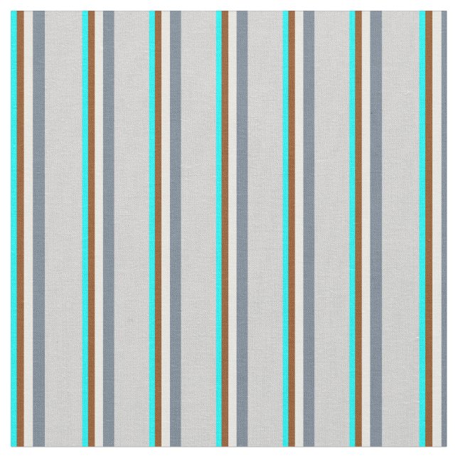 Cyan, Brown, Mint Cream, Slate Grey & Light Grey Fabric (Close Up)