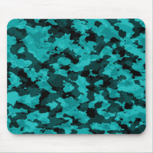 Cyan Camouflage Mouse Pad