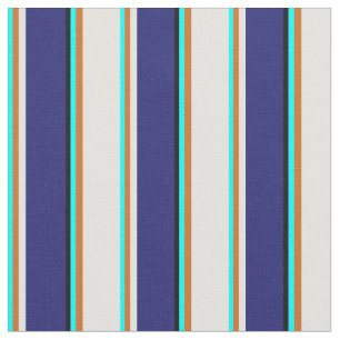 Cyan, Chocolate, Yellow, Midnight Blue & Black Fabric