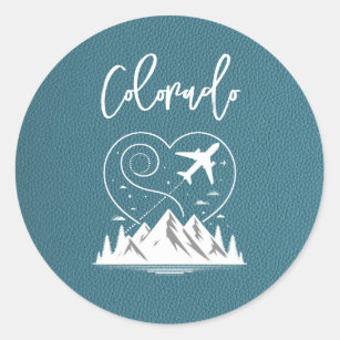Cyan Colorado Passport  Classic Round Sticker