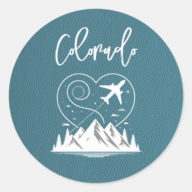 Cyan Colorado Passport  Classic Round Sticker (Front)