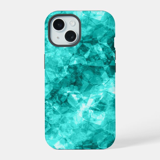 Cyan Crumpled Texture iPhone 15 Case (Back)