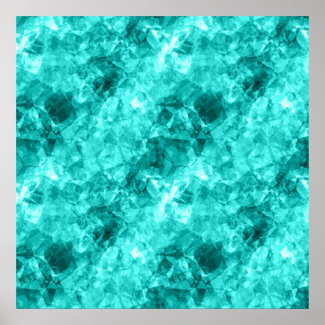 Cyan Crumpled Texture Poster (Front)