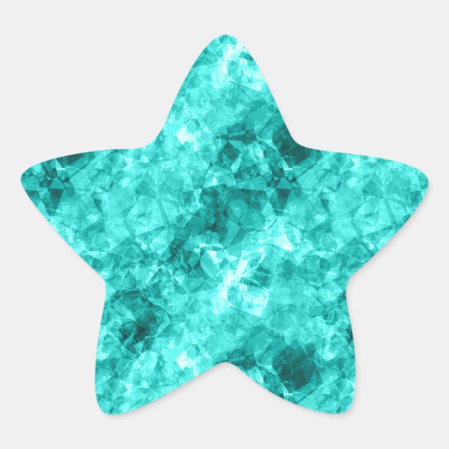 Cyan Crumpled Texture Star Sticker (Front)