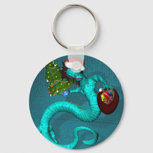 Cyan Dragon Key Ring