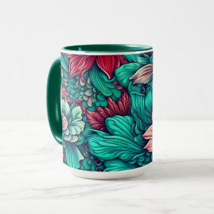 Cyan flowers Surreal Blossoms Mug
