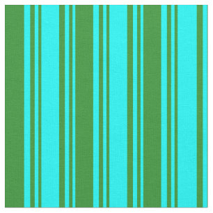 Cyan & Forest Green Lined Pattern Fabric