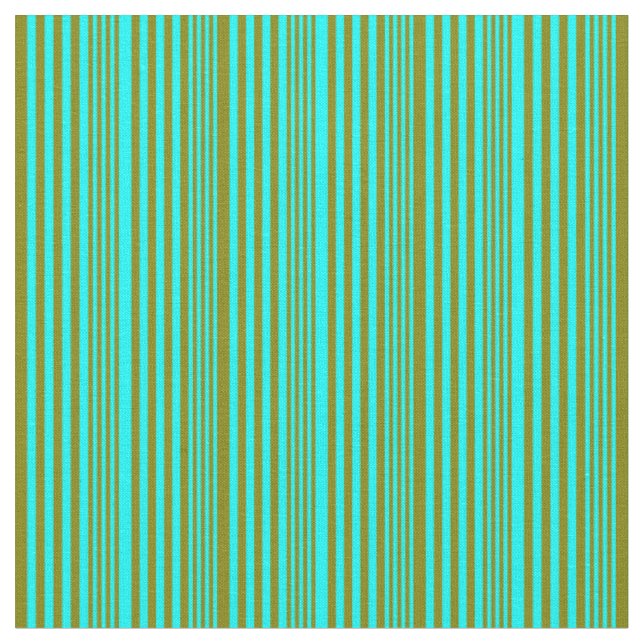 Cyan & Green Striped Pattern Fabric (Close Up)