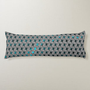 Cyan image under grey plates, rectangle shapes body cushion