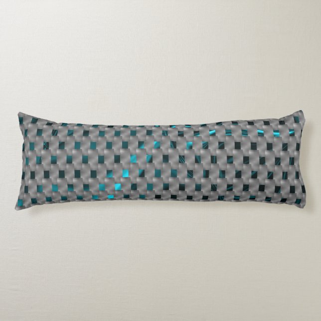 Cyan image under grey plates, rectangle shapes body cushion (Front)