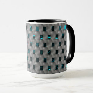 Cyan image under grey plates, rectangle shapes mug