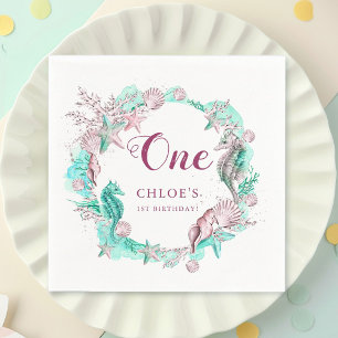 Cyan & Lavender Under the Sea Birthday Napkin