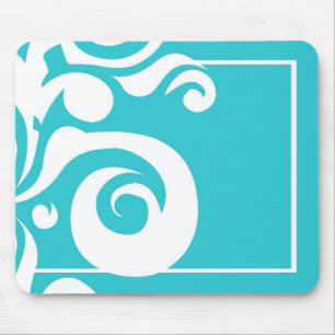 Cyan Light Blue Swirl Customisable Mouse Mat Pad