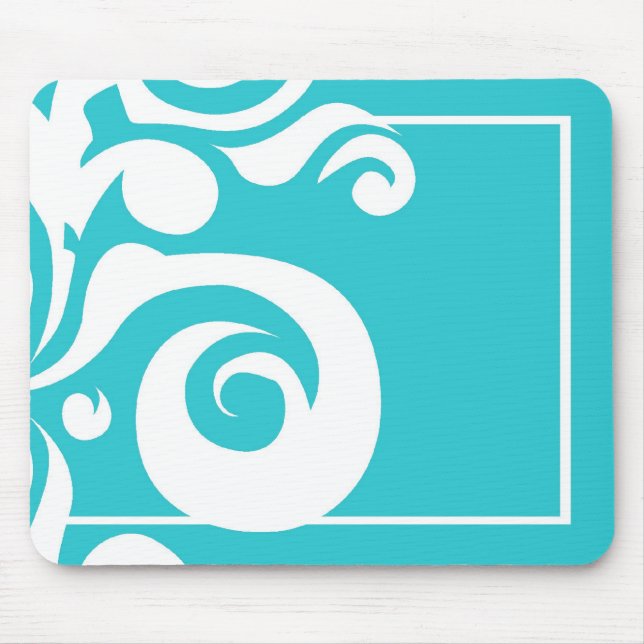 Cyan Light Blue Swirl Customisable Mouse Mat Pad (Front)