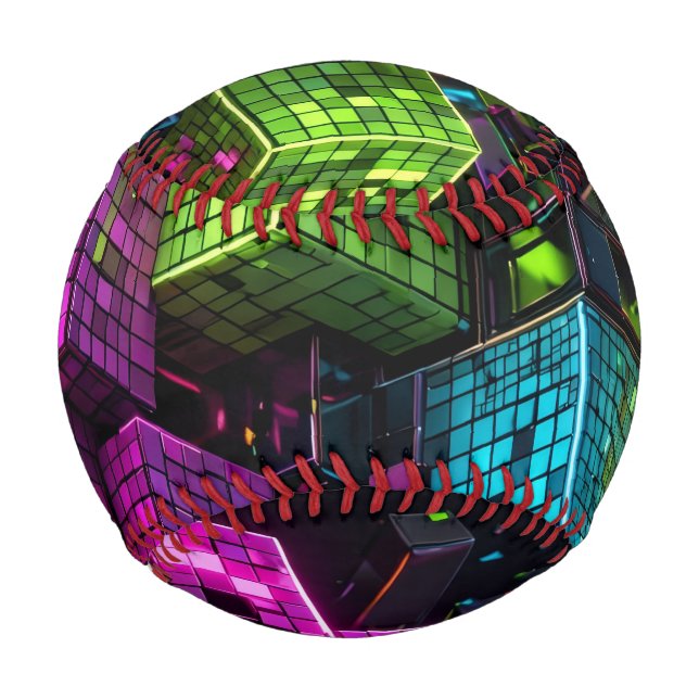 Cyan Magenta Lime Cyberpunk | Extremely 3D  Baseball (Front)