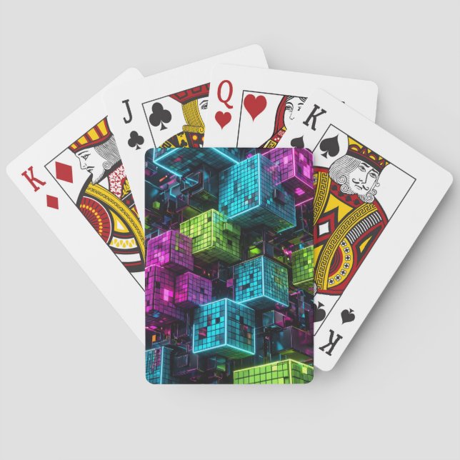 Cyan Magenta Lime Cyberpunk | Extremely 3D Playing Cards (Back)