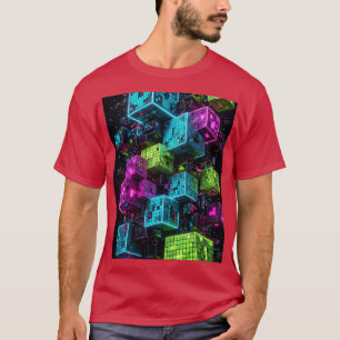 Cyan Magenta Lime Cyberpunk Extremely 3D T-Shirt