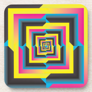 cyan magenta yellow black blended coaster