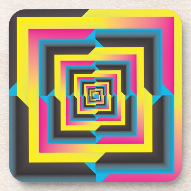 cyan magenta yellow black blended coaster (Front)