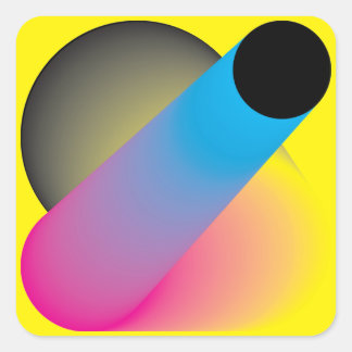 cyan magenta yellow black blended square sticker