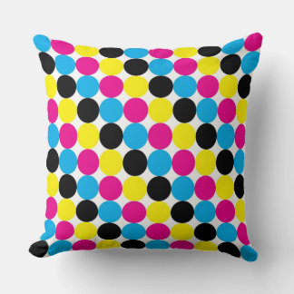 Cyan, magenta, yellow, black dots cushion