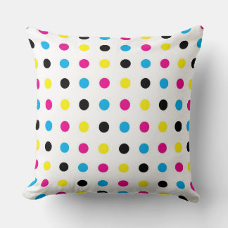 Cyan, magenta, yellow, black dots cushion