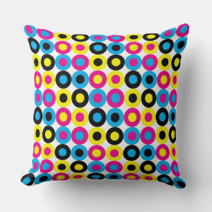 Cyan, magenta, yellow, black dots cushion