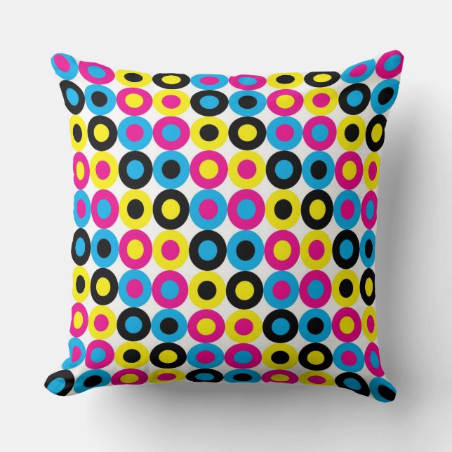 Cyan, magenta, yellow, black dots cushion (Front)