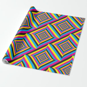 cyan magenta yellow black game diamonds wrapping paper