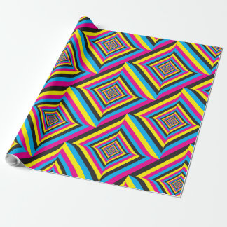 cyan magenta yellow black game diamonds wrapping paper