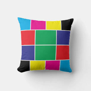 cyan magenta yellow black red green blue cushion